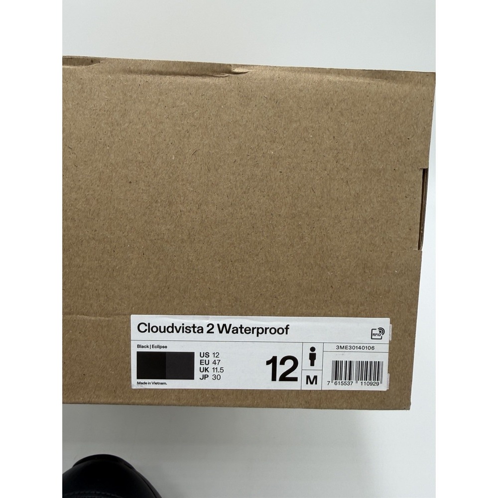 On Men's Cloudvista 2 Waterproof Size 12 Black | Eclipse 3ME30140106 New - Picture 9 of 10